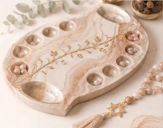 Pearl and gold handmade resin serving piece